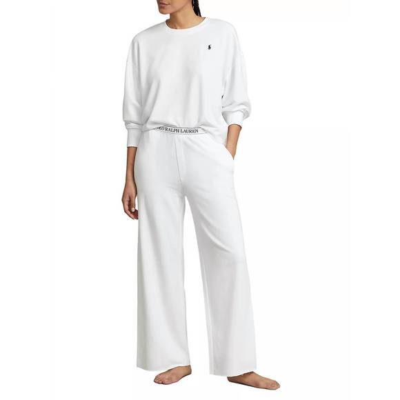 NEW POLO RALPH LAUREN french club terry 2-piece pajama set in white cloud - Picture 1 of 3